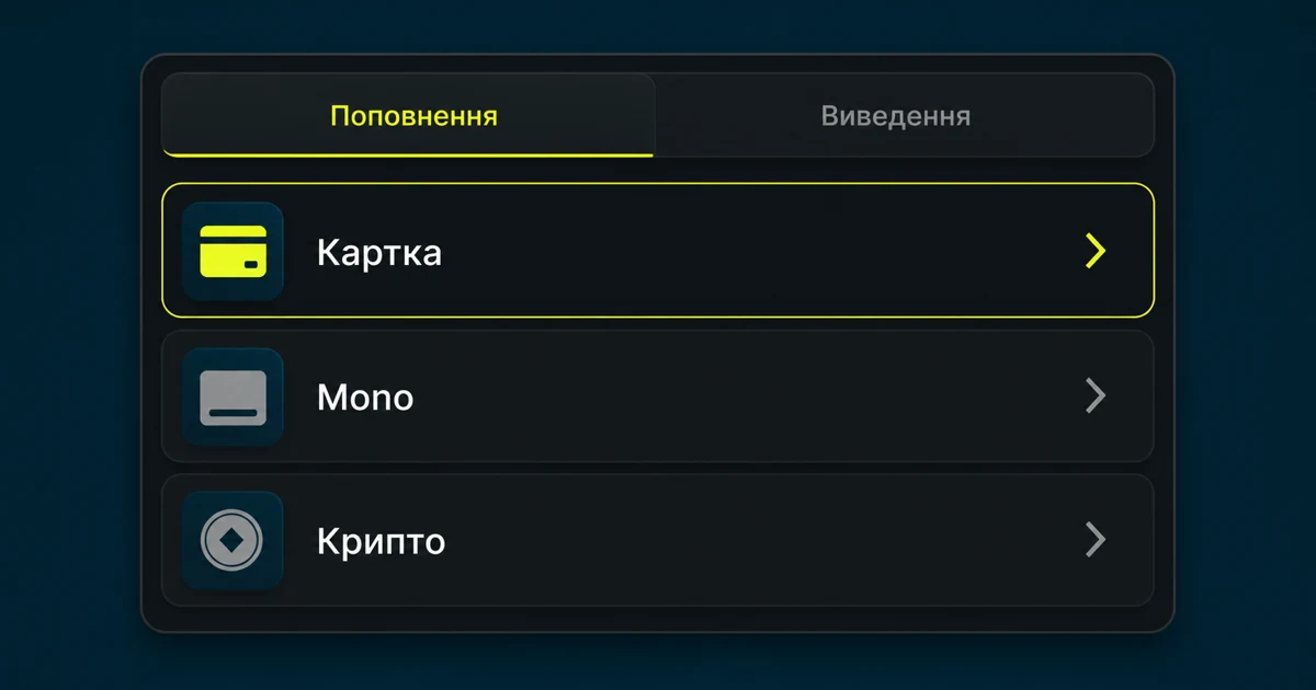 Способи поповнення й виведення коштів у Topmatch